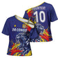 Custom DR Congo Football Leopard Mascot Cross Shoulder Shirt Fierce Leopard Art National Flag Colors