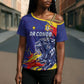 Custom DR Congo Football Leopard Mascot Cross Shoulder Shirt Fierce Leopard Art National Flag Colors