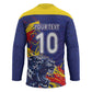Custom DR Congo Football Leopard Mascot Hockey Jersey Fierce Leopard Art National Flag Colors