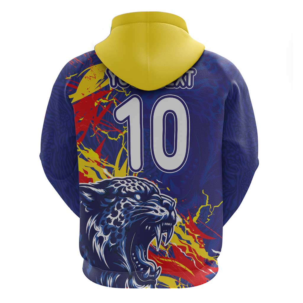 Custom DR Congo Football Leopard Mascot Hoodie Fierce Leopard Art National Flag Colors
