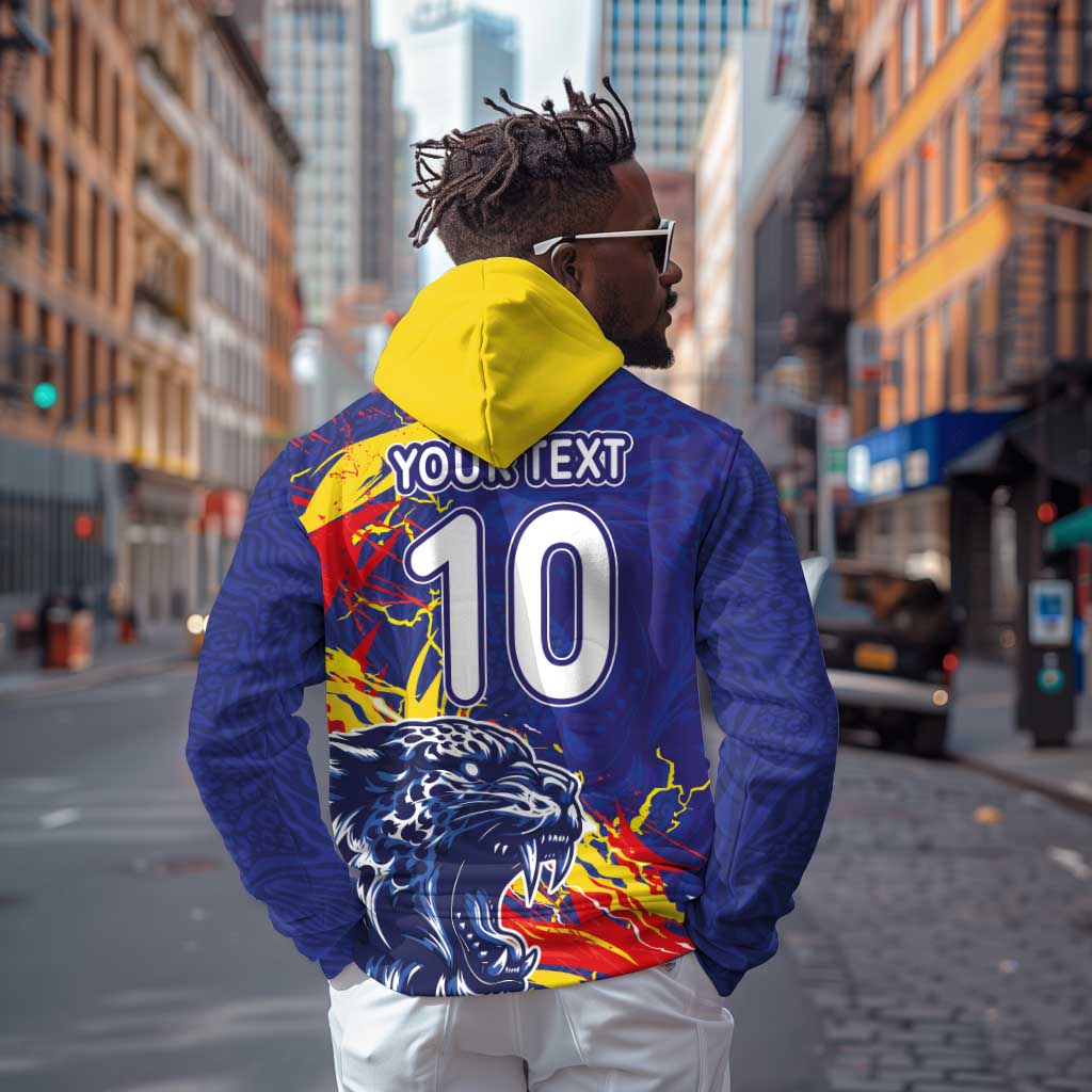 Custom DR Congo Football Leopard Mascot Hoodie Fierce Leopard Art National Flag Colors