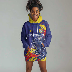 Custom DR Congo Football Leopard Mascot Hoodie Dress Fierce Leopard Art National Flag Colors
