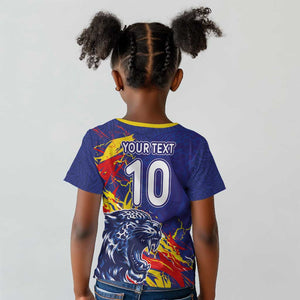 Custom DR Congo Football Leopard Mascot Kid T shirt Fierce Leopard Art National Flag Colors