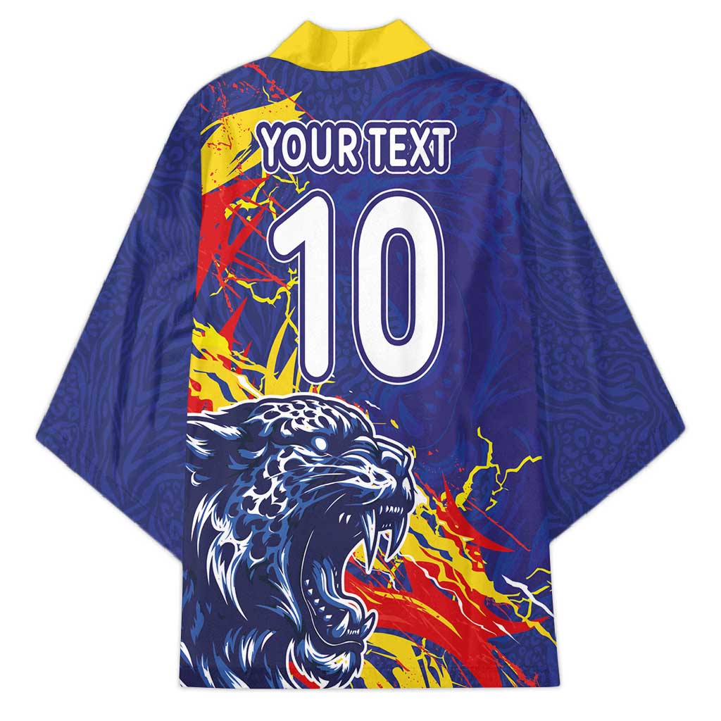Custom DR Congo Football Leopard Mascot Kimono Fierce Leopard Art National Flag Colors