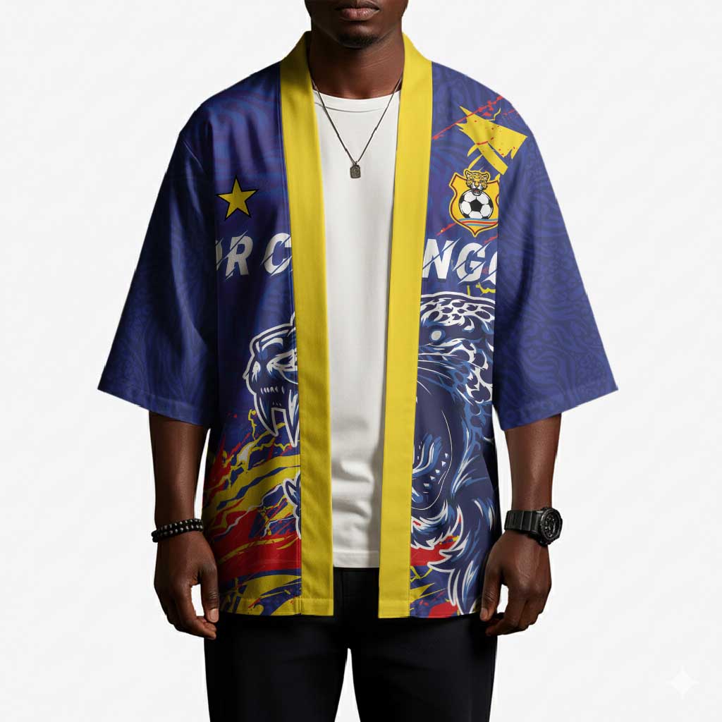 Custom DR Congo Football Leopard Mascot Kimono Fierce Leopard Art National Flag Colors