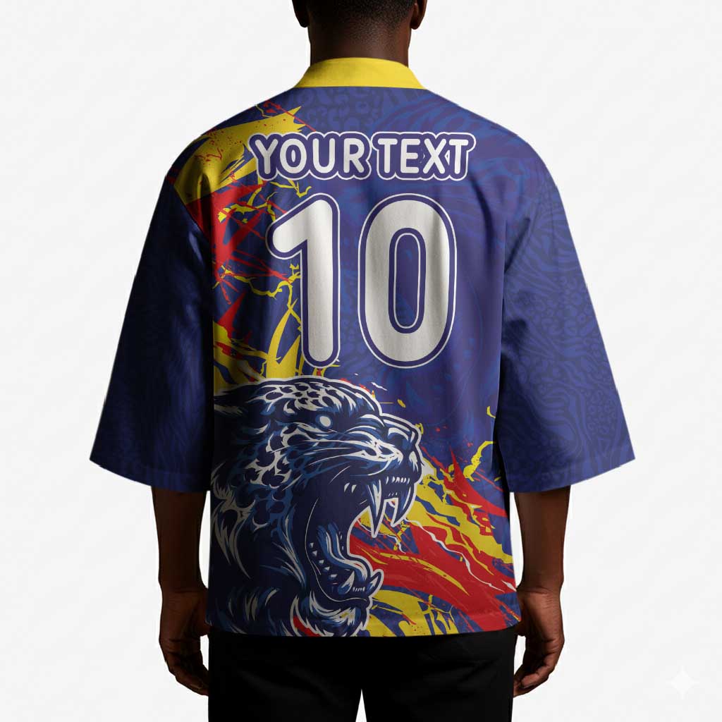 Custom DR Congo Football Leopard Mascot Kimono Fierce Leopard Art National Flag Colors