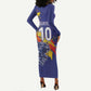 Custom DR Congo Football Leopard Mascot Long Sleeve Bodycon Dress Fierce Leopard Art National Flag Colors
