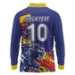 Custom DR Congo Football Leopard Mascot Long Sleeve Polo Shirt Fierce Leopard Art National Flag Colors