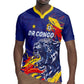 Custom DR Congo Football Leopard Mascot Rugby Jersey Fierce Leopard Art National Flag Colors