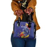 DR Congo Football Leopard Mascot Shoulder Handbag Fierce Leopard Art National Flag Colors