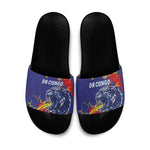 DR Congo Football Leopard Mascot Slide Sandals Fierce Leopard Art National Flag Colors