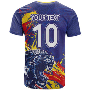 Custom DR Congo Football Leopard Mascot T shirt Fierce Leopard Art National Flag Colors