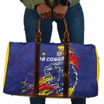 DR Congo Football Leopard Mascot Travel Bag Fierce Leopard Art National Flag Colors