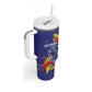 Custom DR Congo Football Leopard Mascot Tumbler With Handle Fierce Leopard Art National Flag Colors