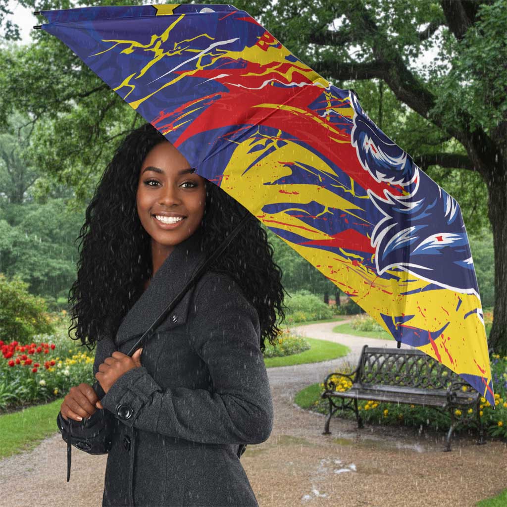 DR Congo Football Leopard Mascot Umbrella Fierce Leopard Art National Flag Colors