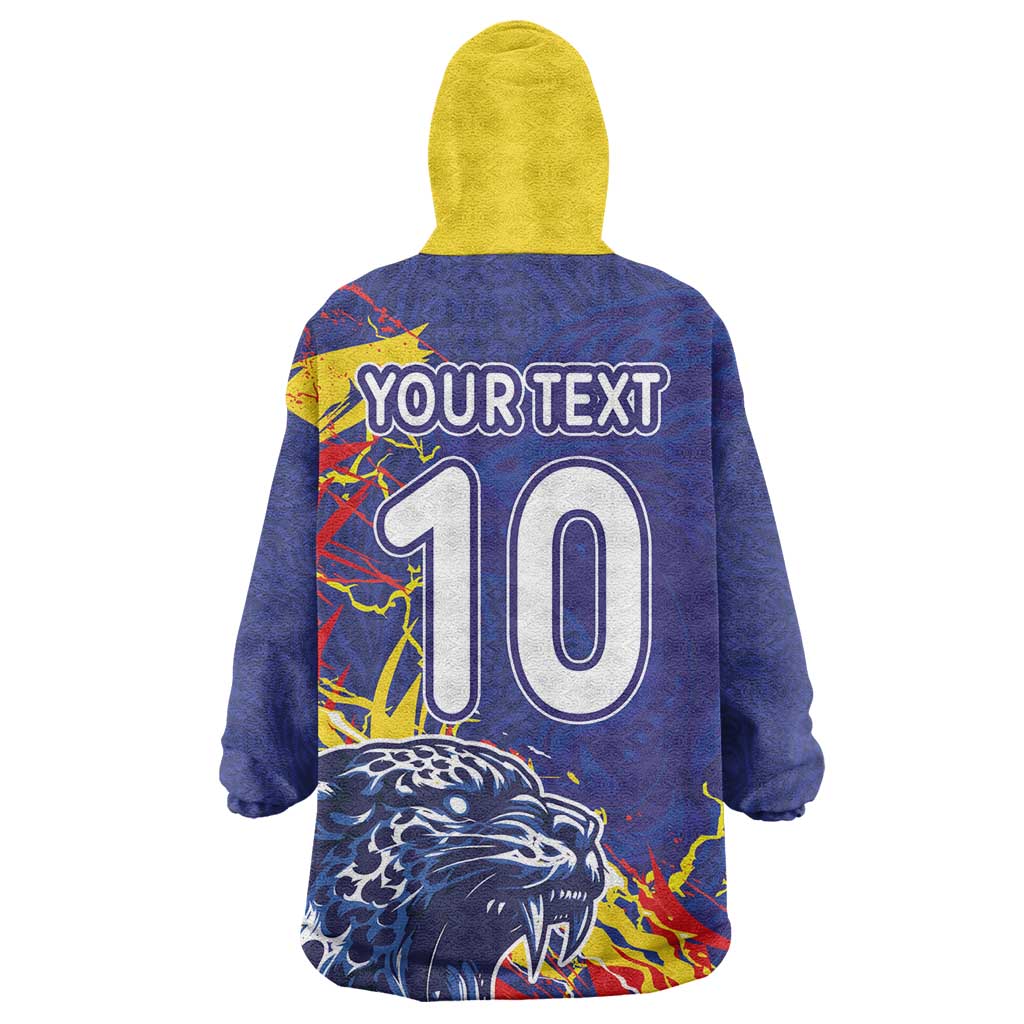 Custom DR Congo Football Leopard Mascot Wearable Blanket Hoodie Fierce Leopard Art National Flag Colors