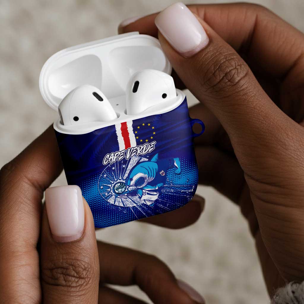 Cape Verde Football Blue Shark Mascot AirPods Case Glory 2026