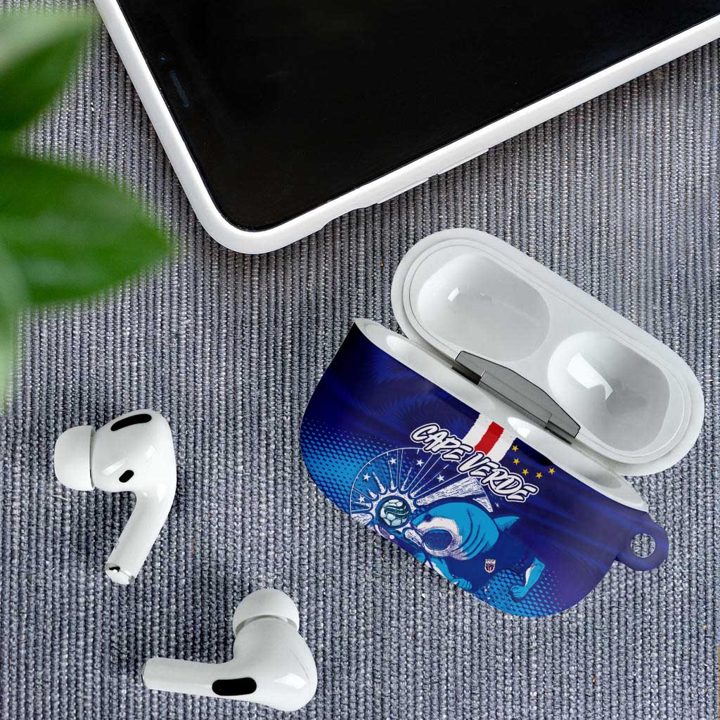 Cape Verde Football Blue Shark Mascot AirPods Case Glory 2026