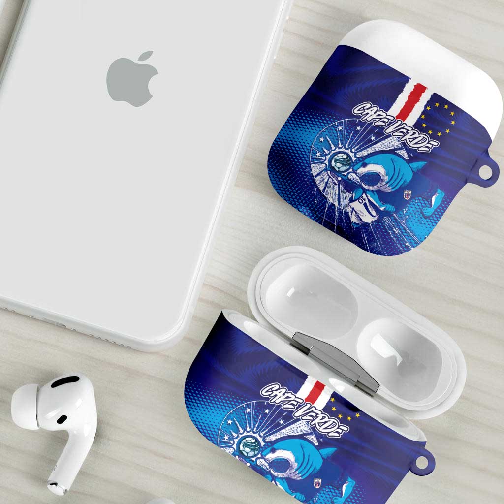 Cape Verde Football Blue Shark Mascot AirPods Case Glory 2026