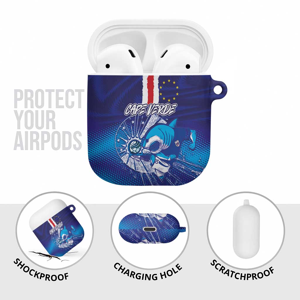 Cape Verde Football Blue Shark Mascot AirPods Case Glory 2026