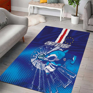 Cape Verde Football Blue Shark Mascot Area Rug Glory 2026