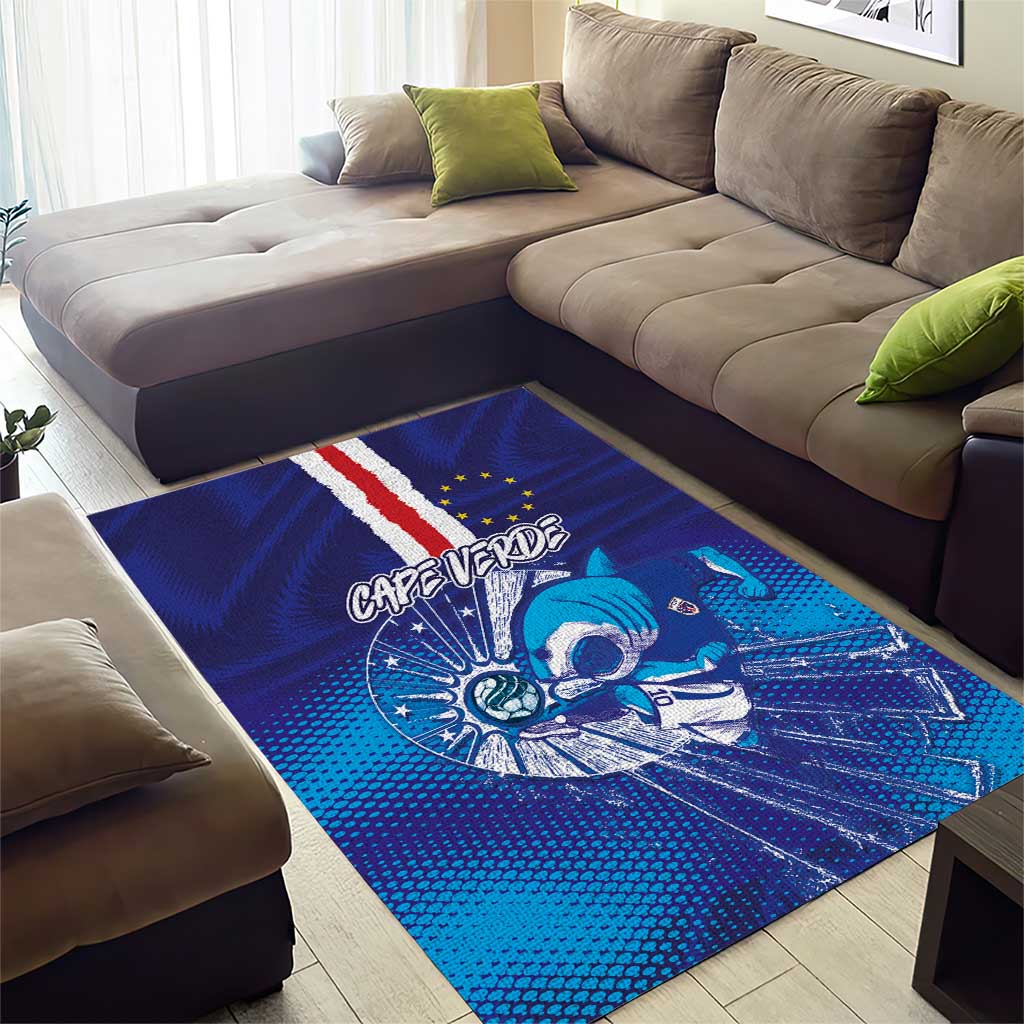 Cape Verde Football Blue Shark Mascot Area Rug Glory 2026