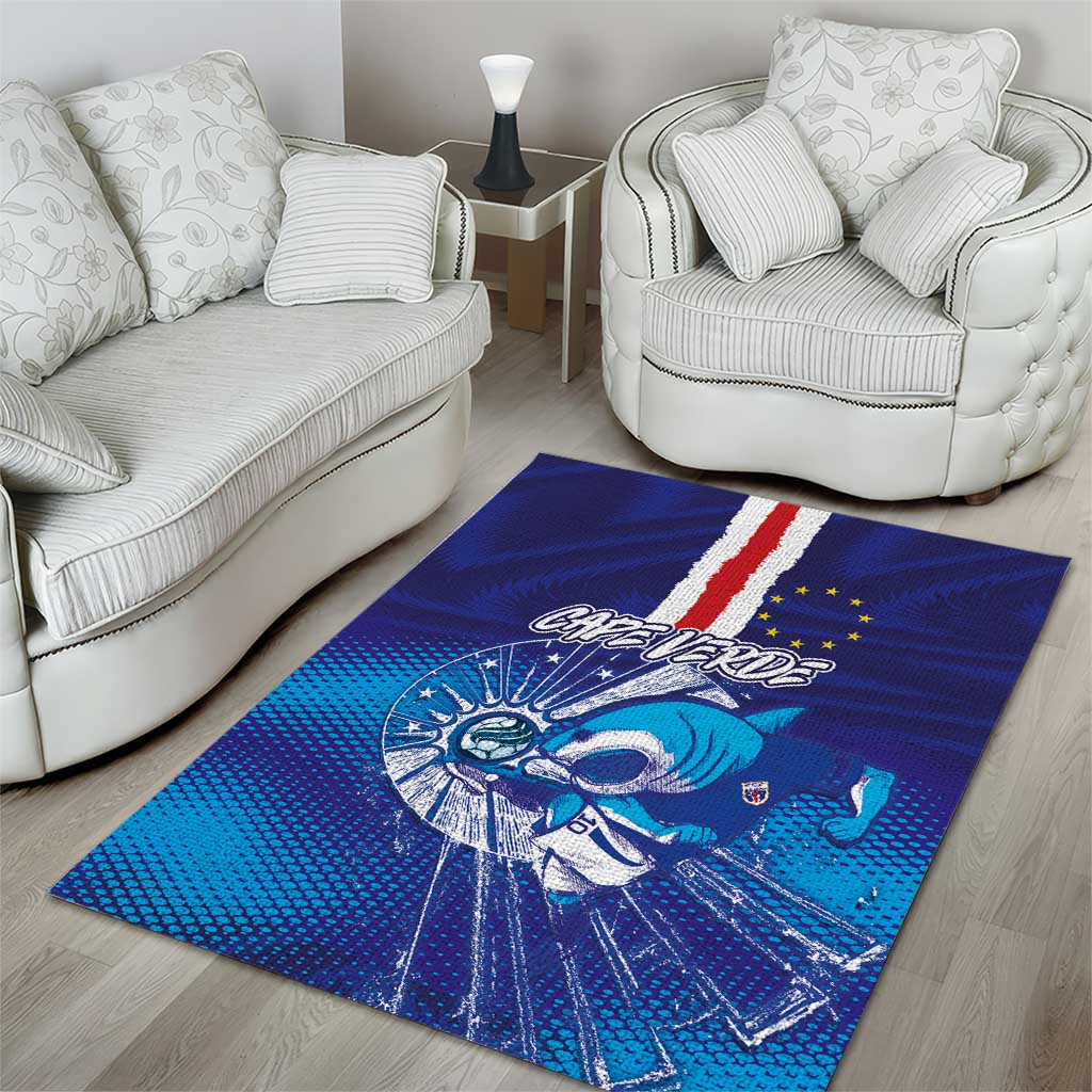Cape Verde Football Blue Shark Mascot Area Rug Glory 2026