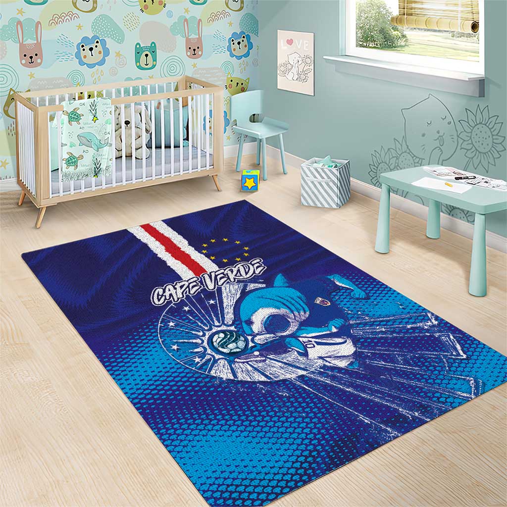 Cape Verde Football Blue Shark Mascot Area Rug Glory 2026