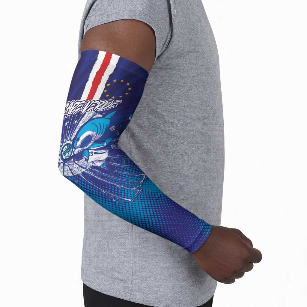 Custom Cape Verde Football Blue Shark Mascot Arm Sleeves Glory 2026