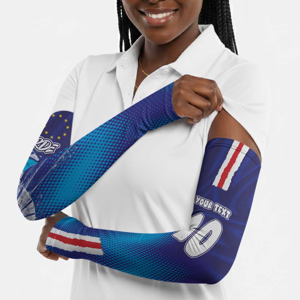 Custom Cape Verde Football Blue Shark Mascot Arm Sleeves Glory 2026