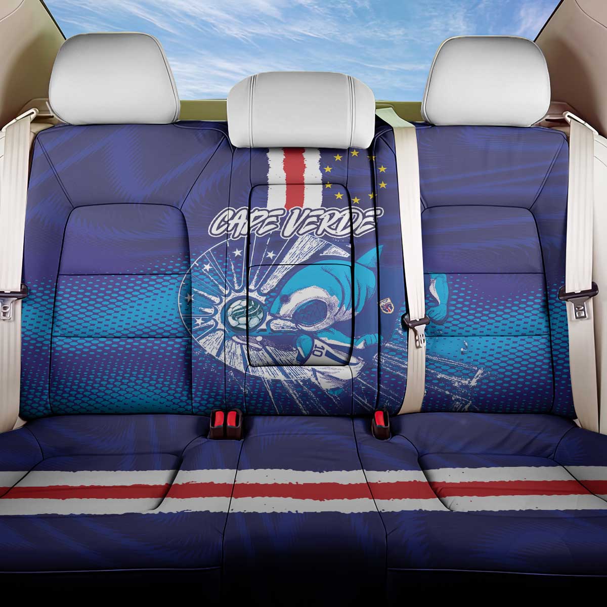 Cape Verde Football Blue Shark Mascot Back Car Seat Cover Glory 2026