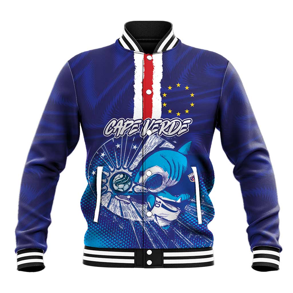 Custom Cape Verde Football Blue Shark Mascot Baseball Jacket Glory 2026
