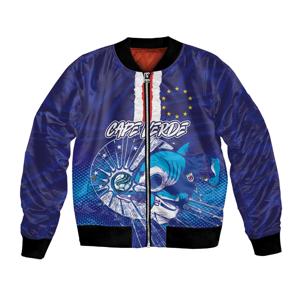 Custom Cape Verde Football Blue Shark Mascot Bomber Jacket Glory 2026