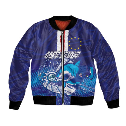 Custom Cape Verde Football Blue Shark Mascot Bomber Jacket Glory 2026