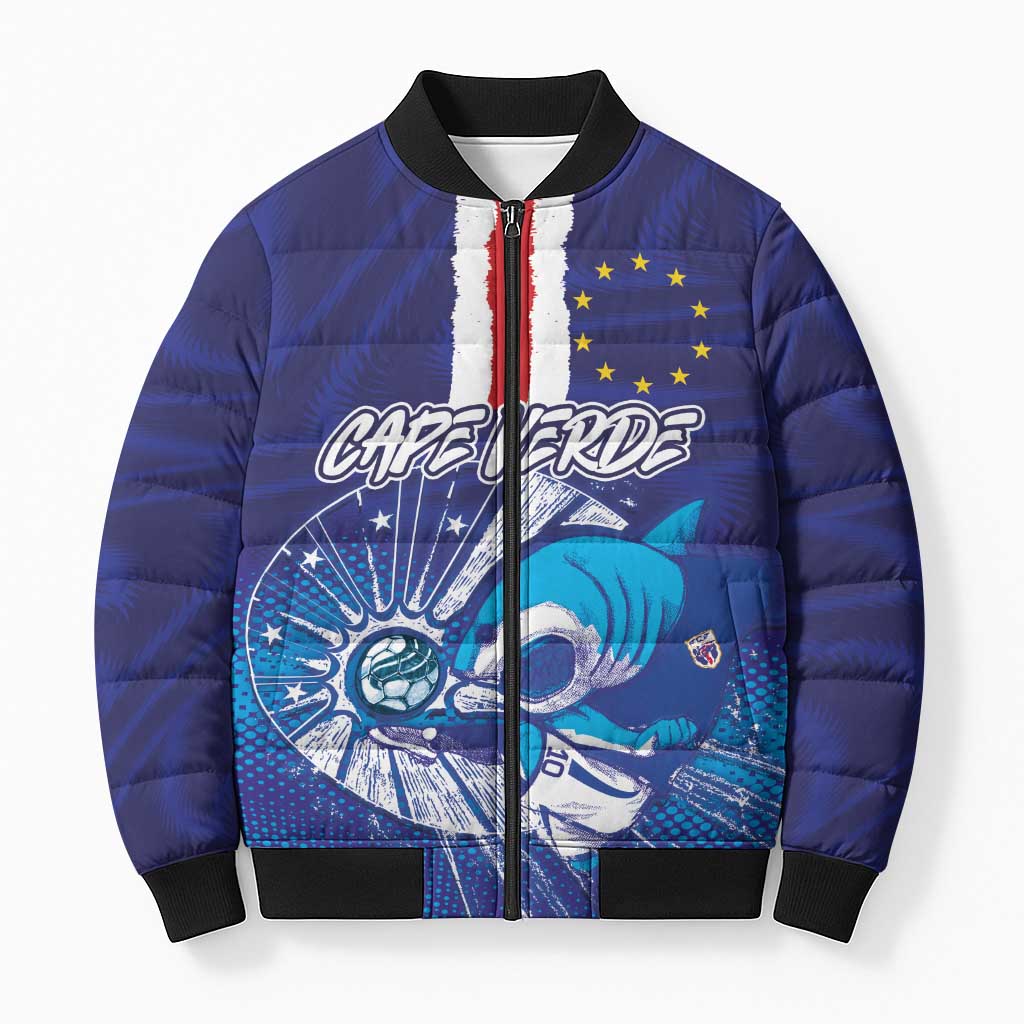 Custom Cape Verde Football Blue Shark Mascot Bomber Puffer Jacket Glory 2026