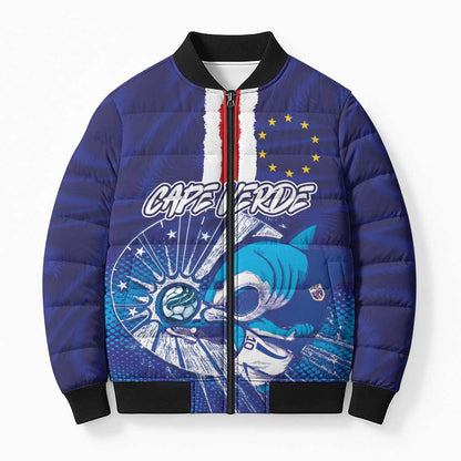 Custom Cape Verde Football Blue Shark Mascot Bomber Puffer Jacket Glory 2026