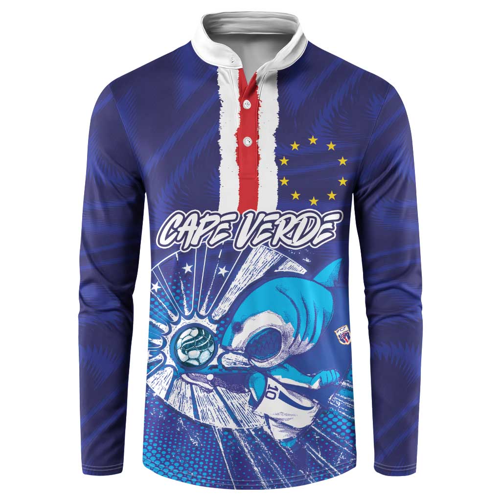 Custom Cape Verde Football Blue Shark Mascot Button Sweatshirt Glory 2026