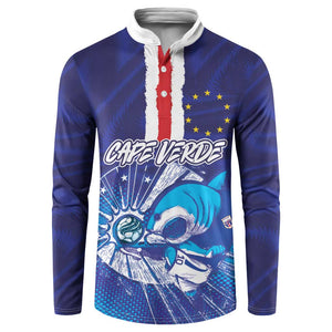Custom Cape Verde Football Blue Shark Mascot Button Sweatshirt Glory 2026