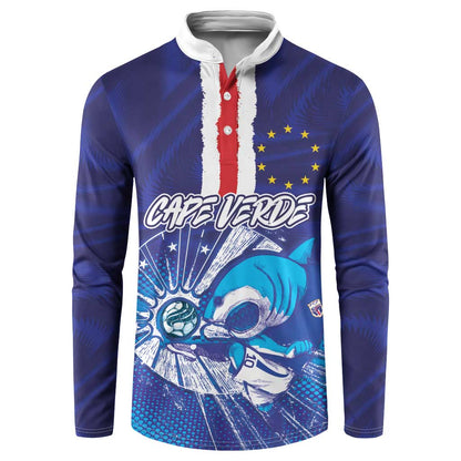 Custom Cape Verde Football Blue Shark Mascot Button Sweatshirt Glory 2026