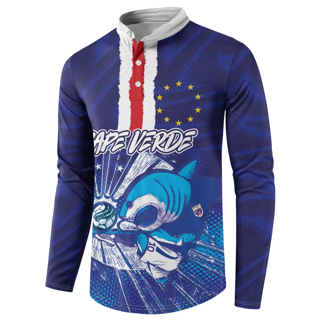 Custom Cape Verde Football Blue Shark Mascot Button Sweatshirt Glory 2026