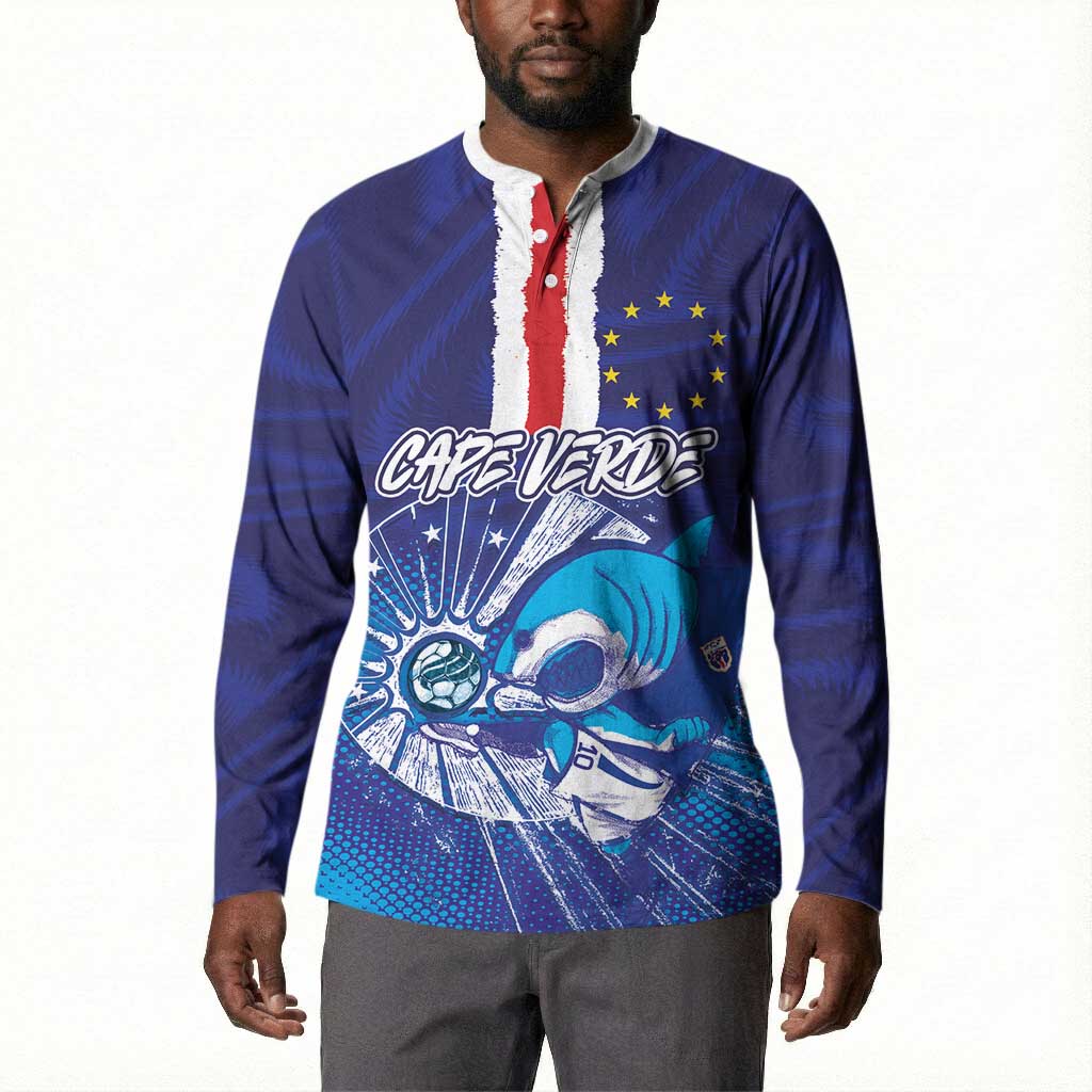 Custom Cape Verde Football Blue Shark Mascot Button Sweatshirt Glory 2026