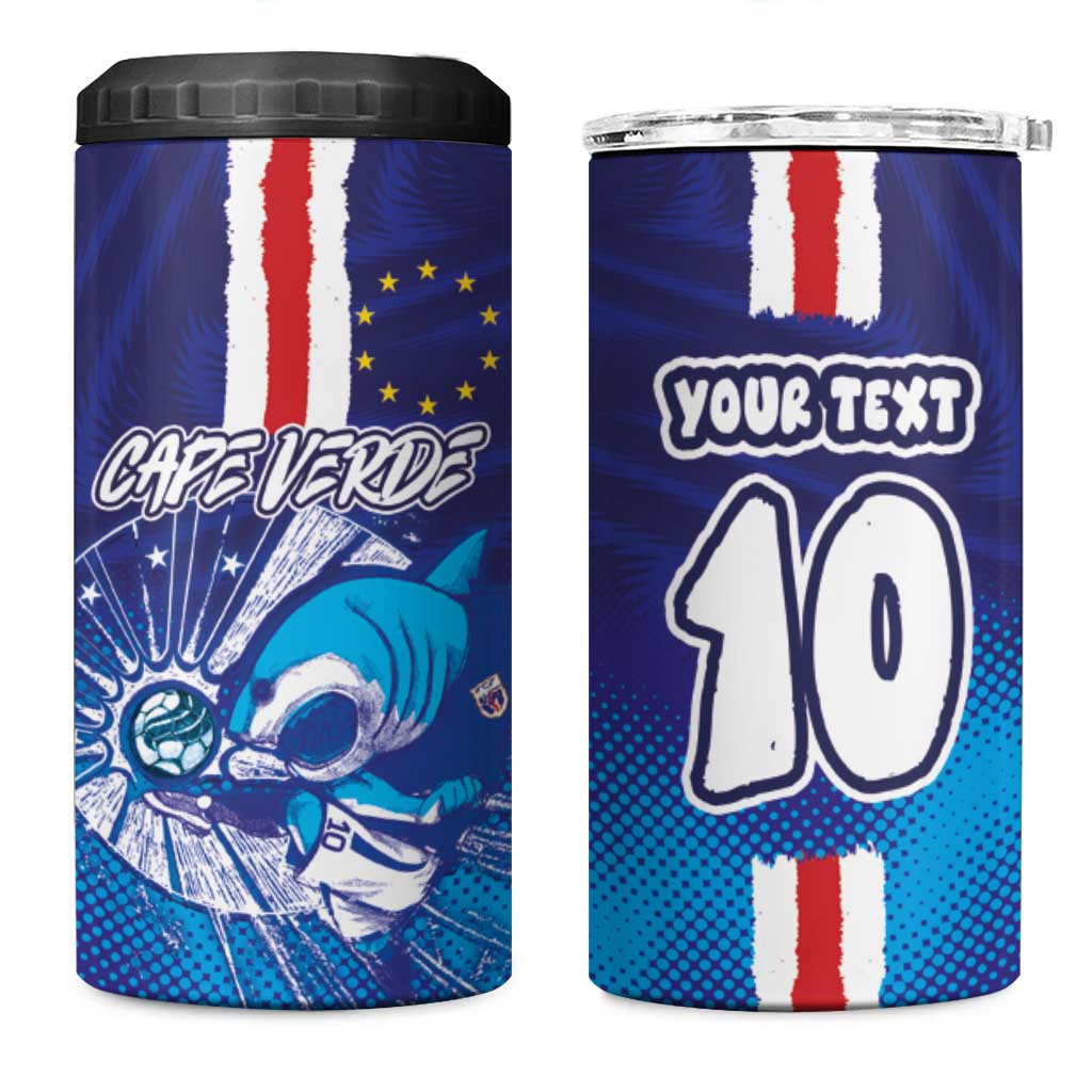 Custom Cape Verde Football Blue Shark Mascot 4 in 1 Can Cooler Tumbler Glory 2026
