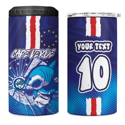 Custom Cape Verde Football Blue Shark Mascot 4 in 1 Can Cooler Tumbler Glory 2026