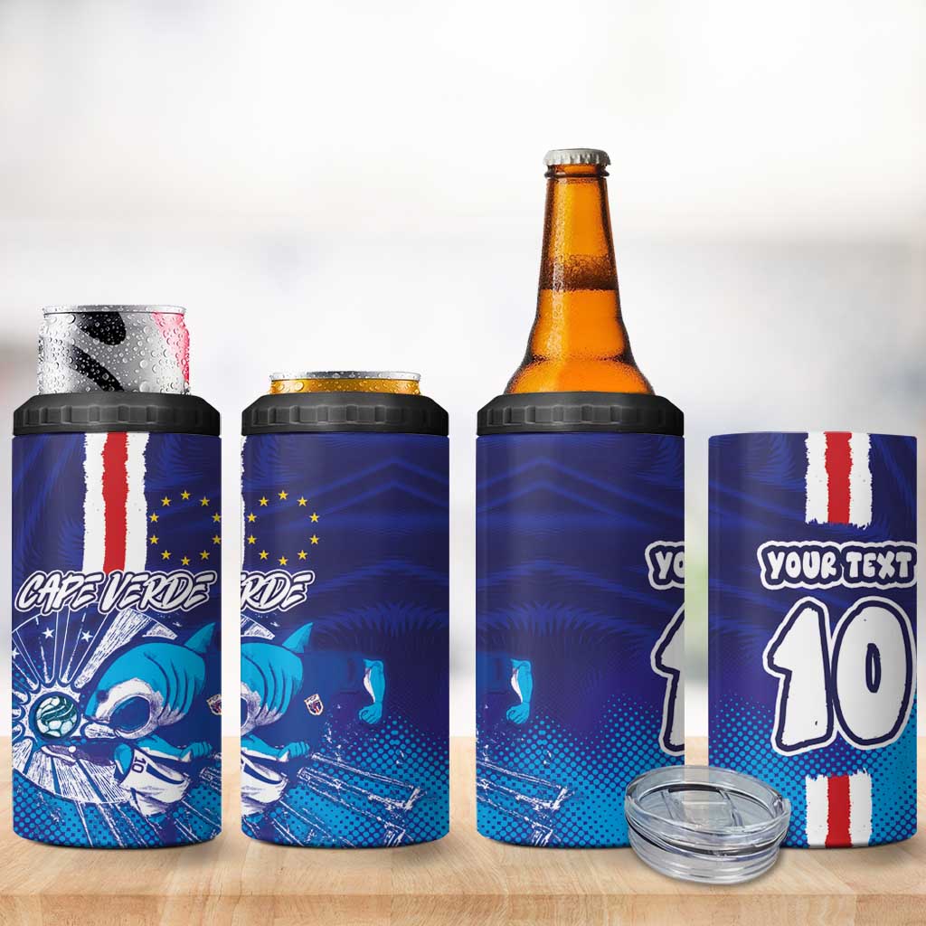 Custom Cape Verde Football Blue Shark Mascot 4 in 1 Can Cooler Tumbler Glory 2026