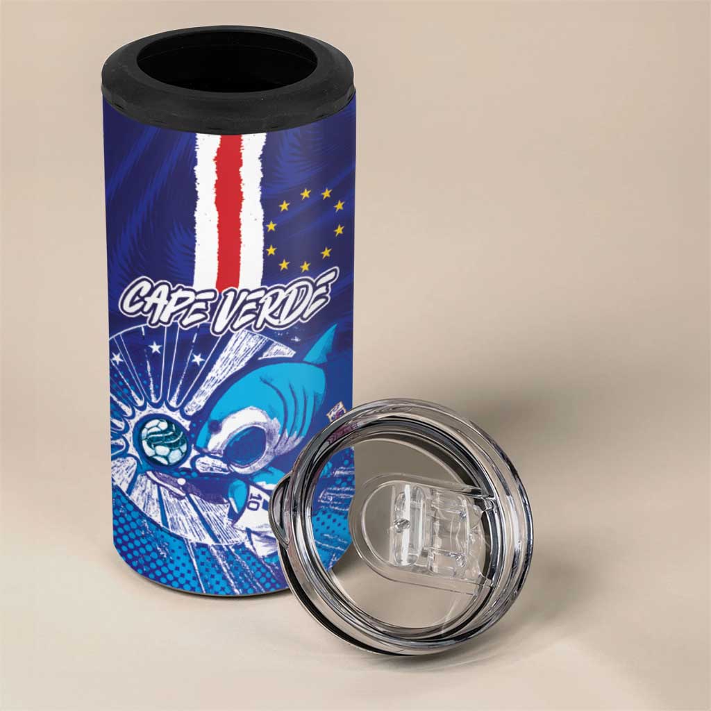 Custom Cape Verde Football Blue Shark Mascot 4 in 1 Can Cooler Tumbler Glory 2026