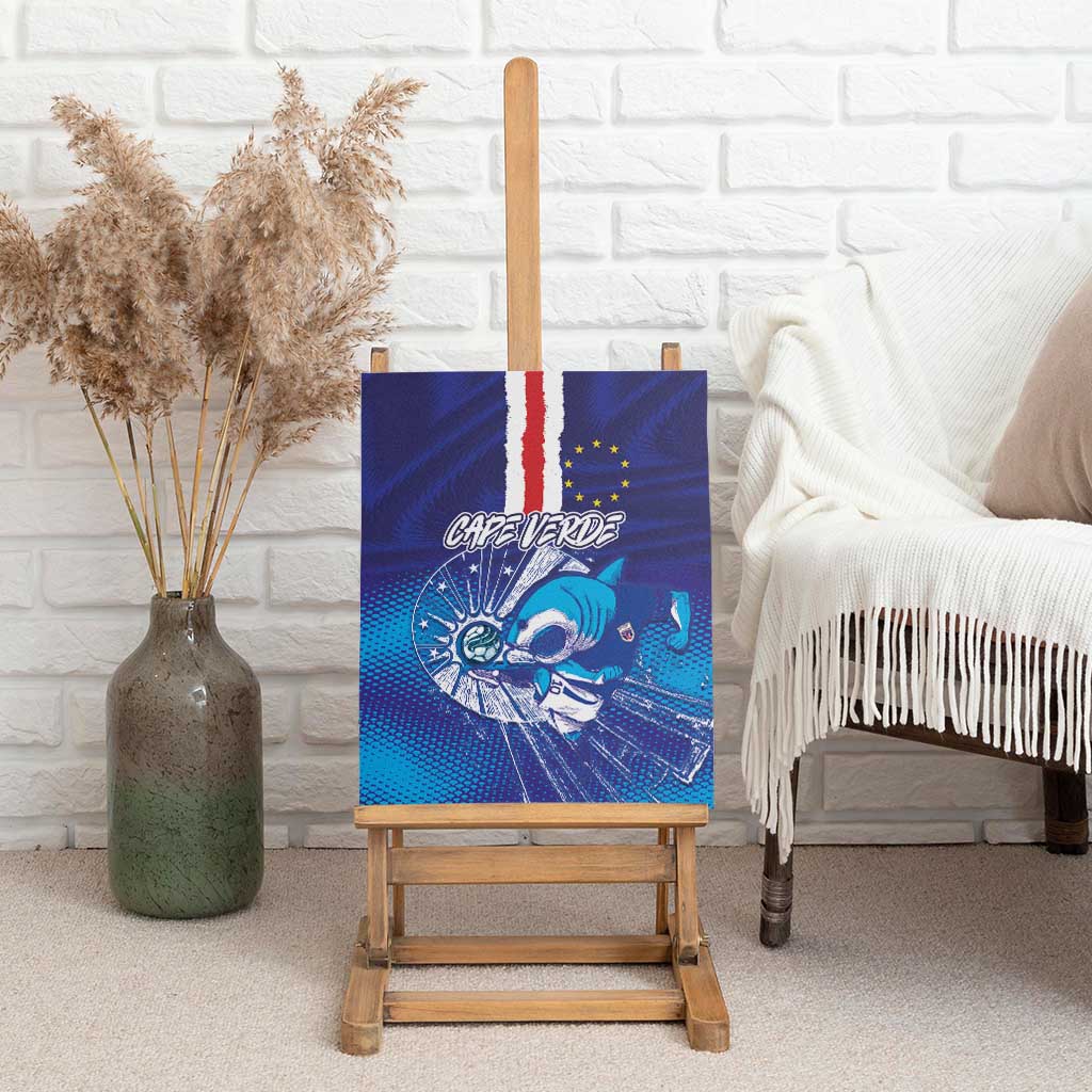 Cape Verde Football Blue Shark Mascot Canvas Wall Art Glory 2026
