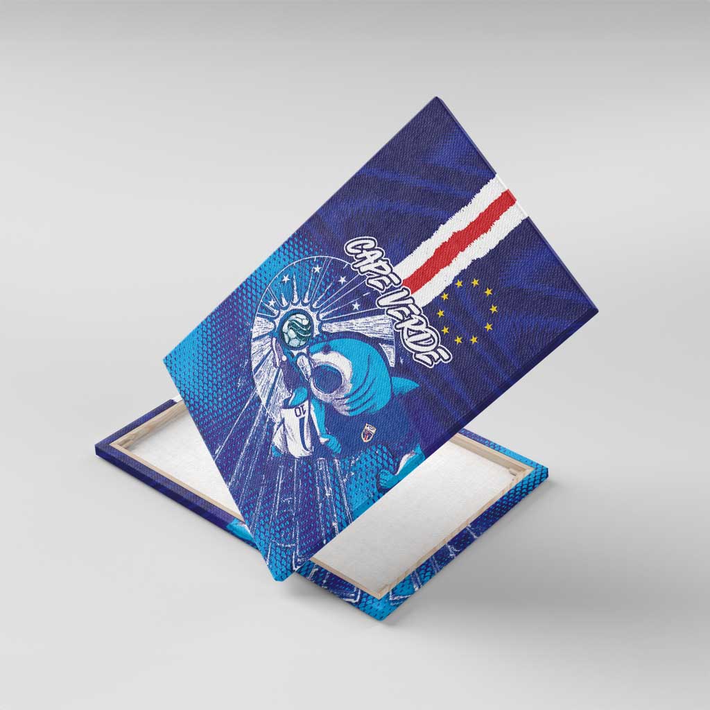 Cape Verde Football Blue Shark Mascot Canvas Wall Art Glory 2026