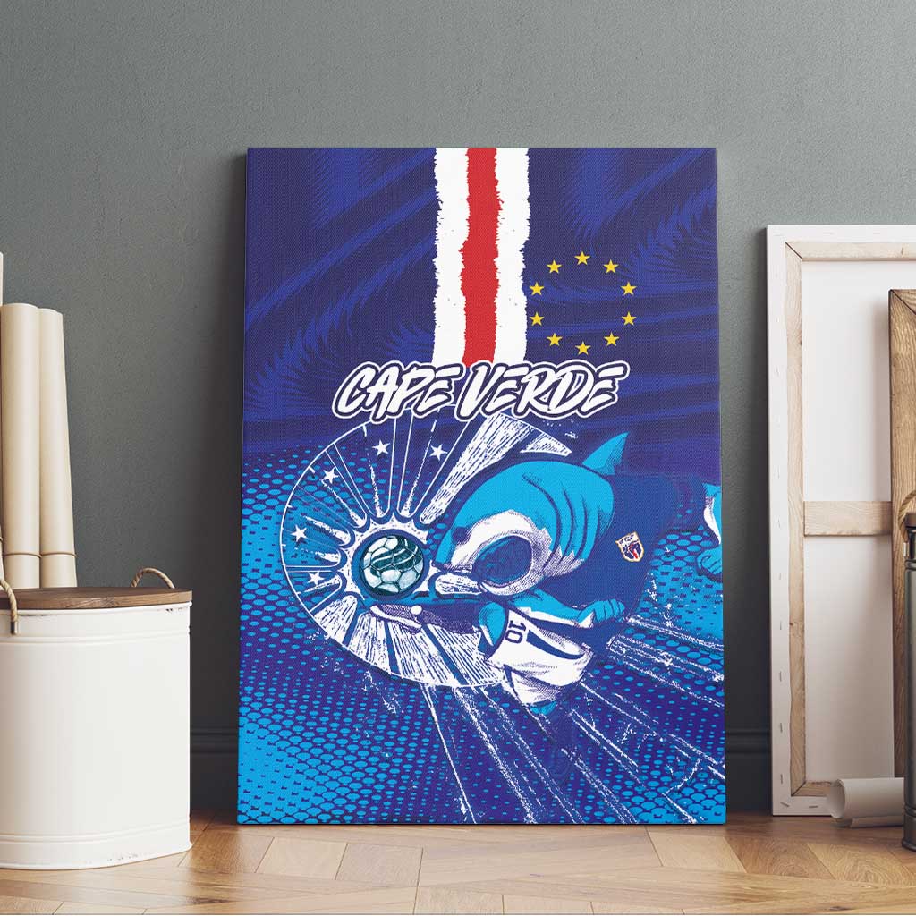 Cape Verde Football Blue Shark Mascot Canvas Wall Art Glory 2026