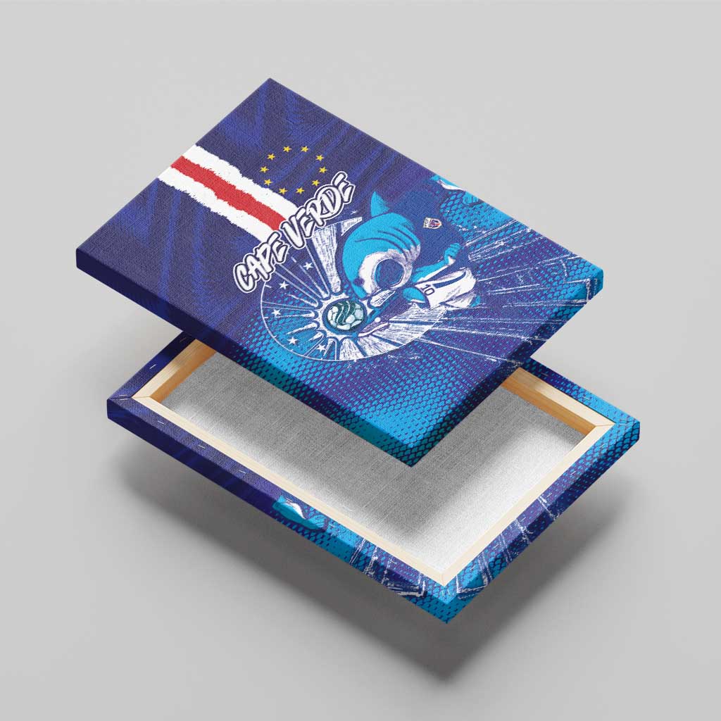 Cape Verde Football Blue Shark Mascot Canvas Wall Art Glory 2026