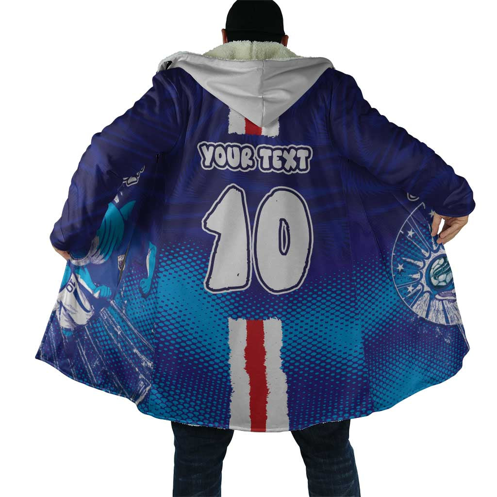 Custom Cape Verde Football Blue Shark Mascot Cloak Glory 2026